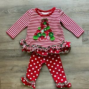 Bonnie Baby | Red Christmas Tree Holiday Outfit